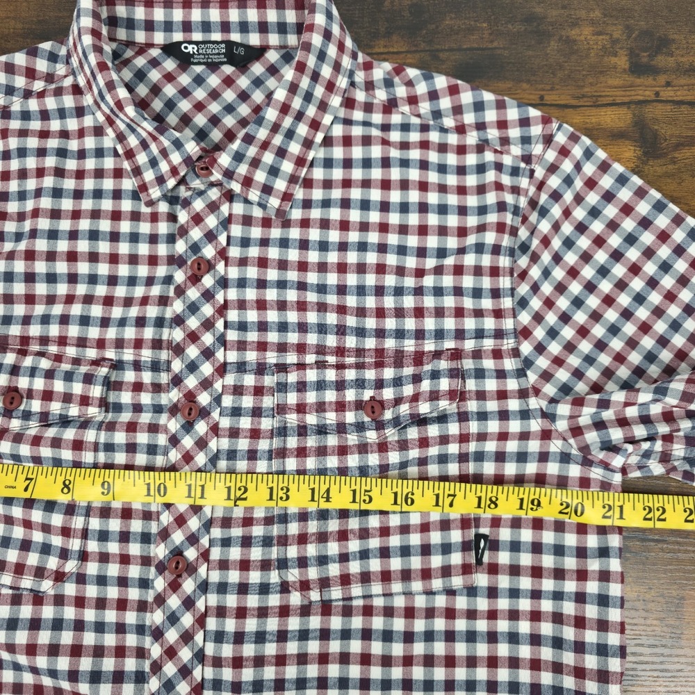 Outdoor Research Men‎ Shirt Large Wanderer Short Sleeve Check Nylon Blend Button - Picture 6 of 8